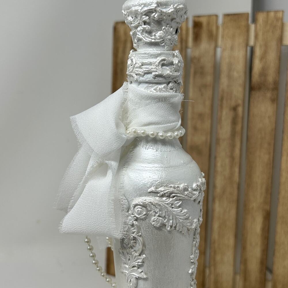 Simple & Elegant White Decorative Hand Crafted Bottle with Bow - Picture 11 of 12